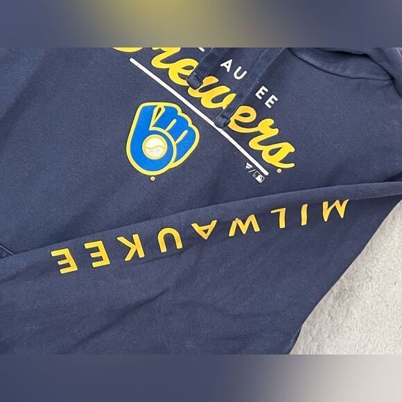 Vintage Fanatics Milwaukee Brewers Hodded Sweatshirt w/pockets Size Large - Picture 1 of 4